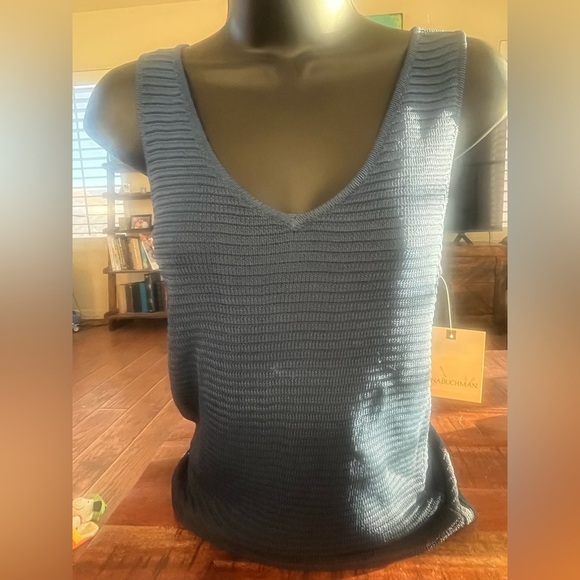 Dana Buchman Blue Sleeveless Knit Top - Picture 2 of 4
